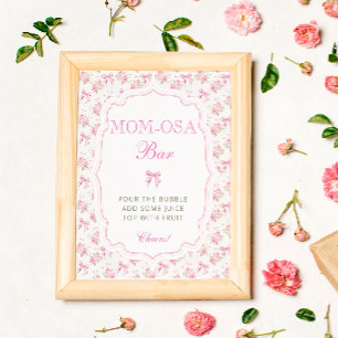 Pink Bow Love Shack Baby Shower Mum-osa Bar Poster