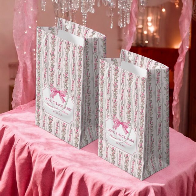 Pink Bow Love Shack Baby Shower Small Gift Bag (Creator Uploaded)