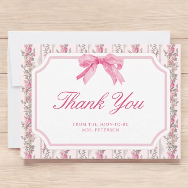 Pink Bow Love Shack Coquette Bridal Shower Thank You Card (Creator Uploaded)