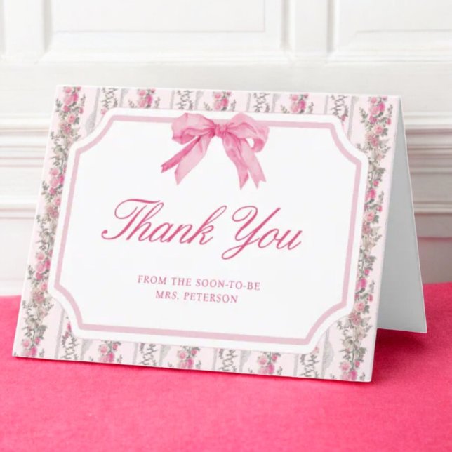 Pink Bow Love Shack Coquette Bridal Shower Thank You Card (Creator Uploaded)