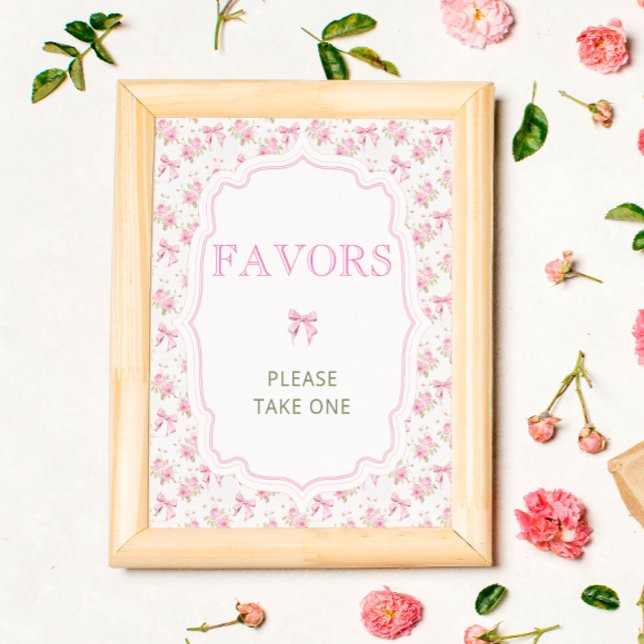 Pink Bow Love Shack Elegant Baby Shower Favours Poster (Creator Uploaded)