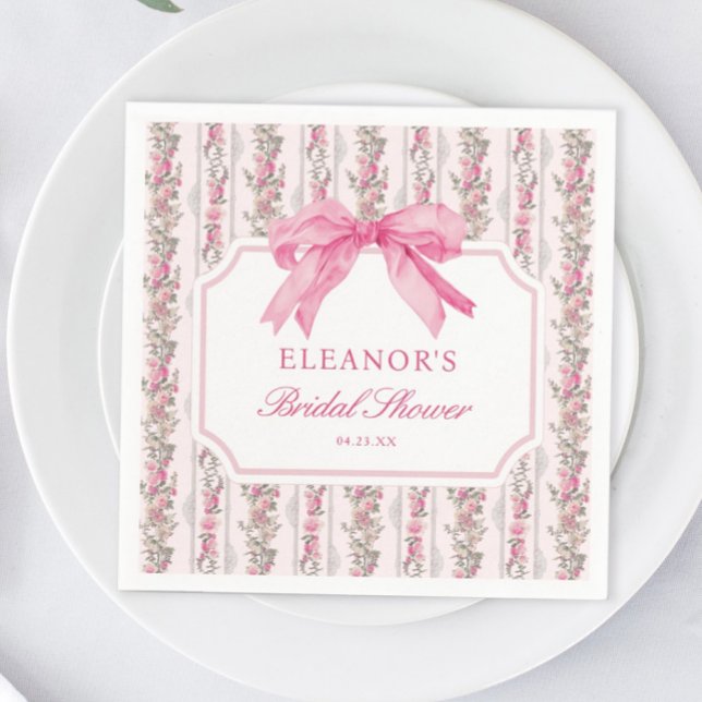 Pink Bow Love Shack Fiancé Bridal Shower Favours Napkin (Creator Uploaded)