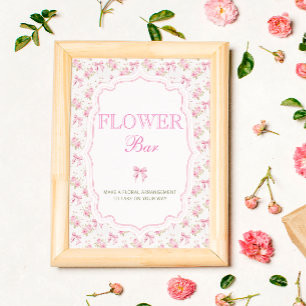 Pink Bow Love Shack Flower Bar Poster