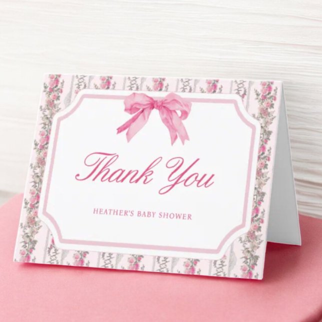 Pink Bow Love Shack Girly Baby Shower Thank You Card (Creator Uploaded)