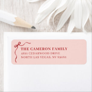 Pink Bow Merry Christmas Family Address Label