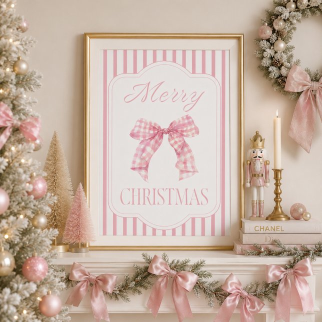 Pink Bow Merry Christmas Holiday Poster (Creator Uploaded)