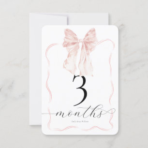Pink Bow Milestone Cards Baby Photo Prop - 3 month