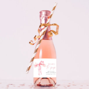 Pink Bow Mini Sparkling Wine Labels Ready to Pop