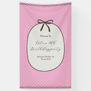 Pink Bow Minimal Elegant 28th Birthday Party Banner
