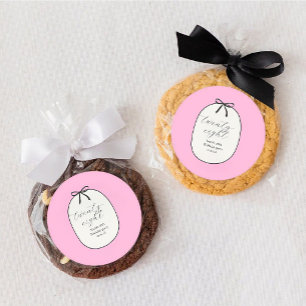 Pink Bow Minimal Elegant 28th Birthday Party Classic Round Sticker