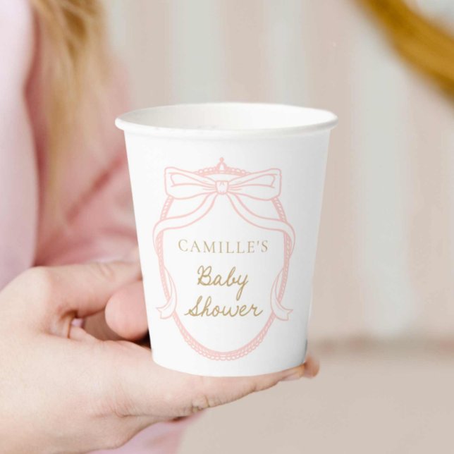 Pink Bow Minimal Girl Baby Shower Paper Cups (Pink Bow Minimal Girl Baby Shower Paper Cups)