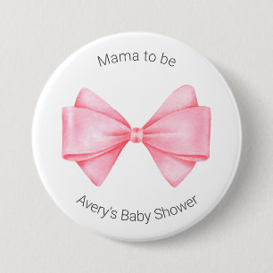 Pink Bow Modern Girl Baby Shower 7.5 Cm Round Badge