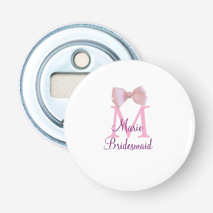 pink bow monogram bridesmaid modern girly rustic l bottle opener