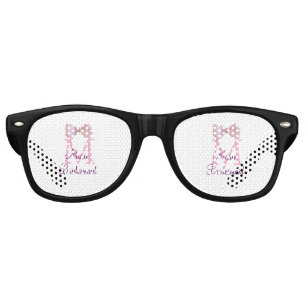 pink bow monogram bridesmaid modern girly rustic l retro sunglasses