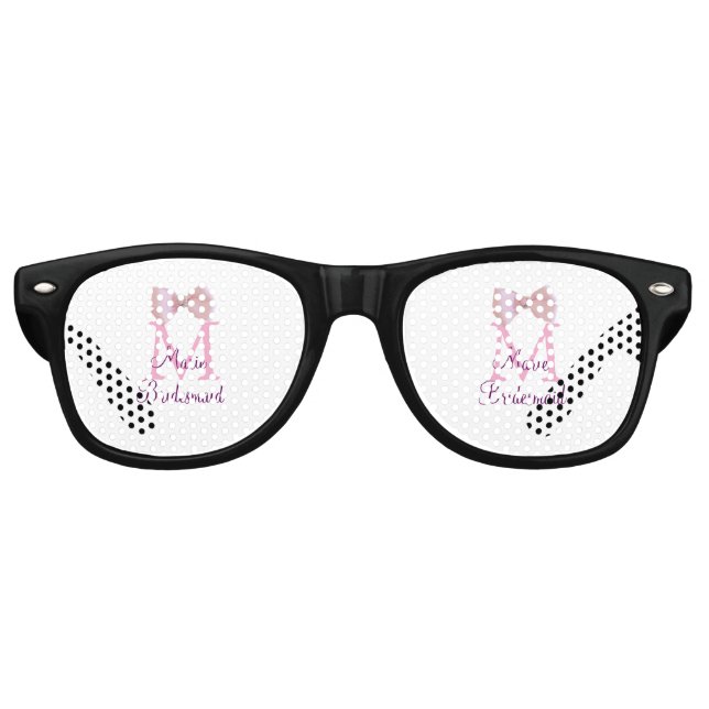 pink bow monogram bridesmaid modern girly rustic l retro sunglasses (Front)