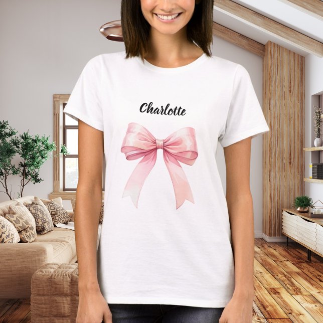 Pink bow name T-Shirt (Creator Uploaded)