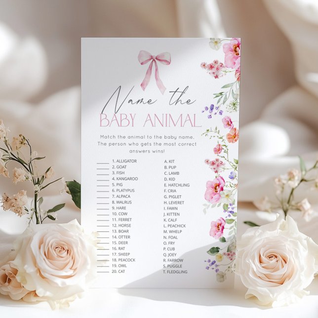 Pink Bow Name the baby animal baby shower game (Creator Uploaded)