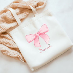 Pink Bow Name Tote  Bachelorette Bridesmaid gift Bag