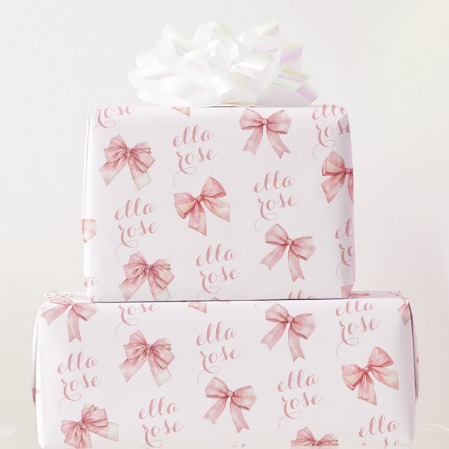 Pink Bow Name Wrapping Paper (Creator Uploaded)