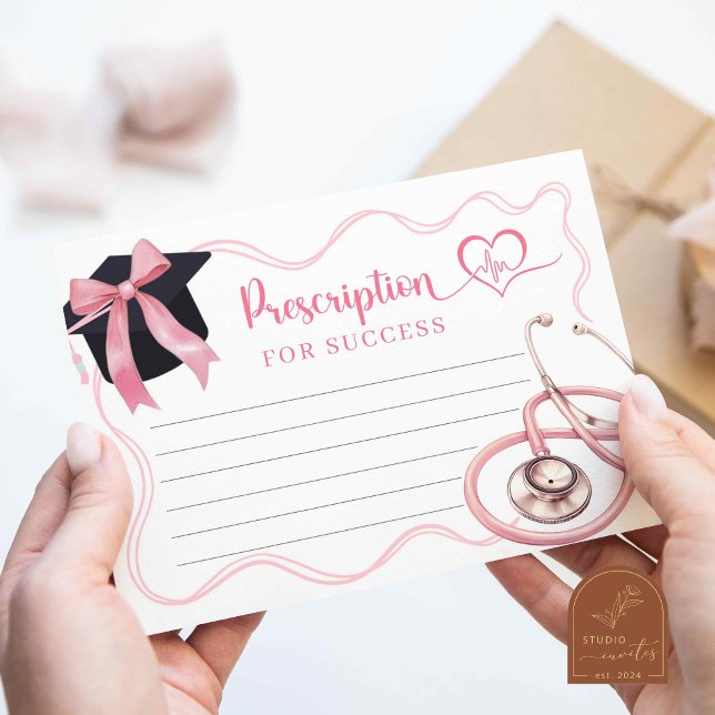 Pink Bow Nurse Graduation Prescription Card (Creator Uploaded)