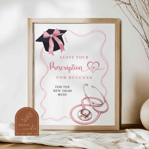 Pink Bow Nurse Graduation Prescription Sign