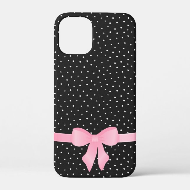 pink bow on black and white Case-Mate iPhone case (Back)