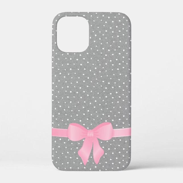 pink bow on grey and white Case-Mate iPhone case (Back)