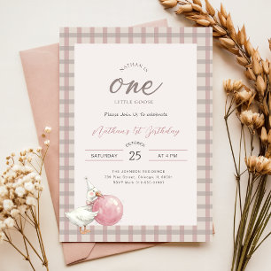 Pink Bow One Little Goose Baby 1st Birthday Party
