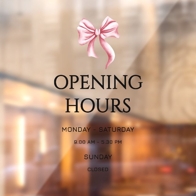 Pink Bow Opening Hours Small Business (Sheet 2)