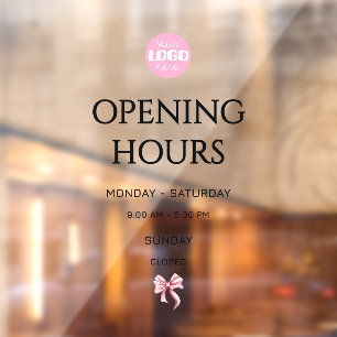 Pink Bow Opening Hours Small Business Logo