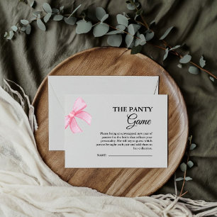 Pink Bow Panty  Bridal Shower Game Enclosure Card