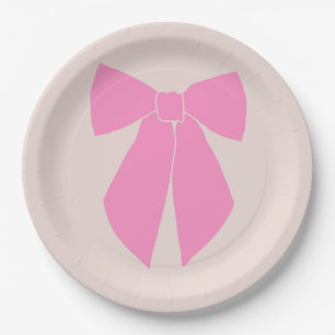 Pink Bow Paper Plate