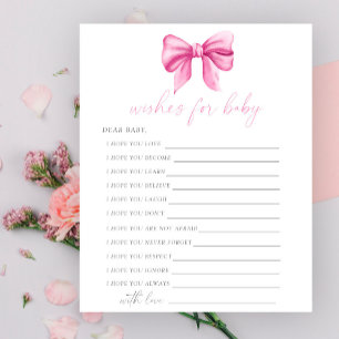 Pink bow - Party game   wishes for baby game