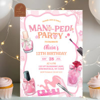 Pink Bow Pastel Retro Mani Pedi Party Birthday