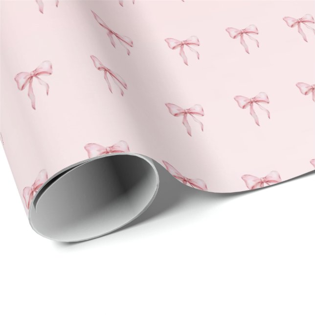 Pink Bow Pattern Gift Wrapping Paper (Roll Corner)