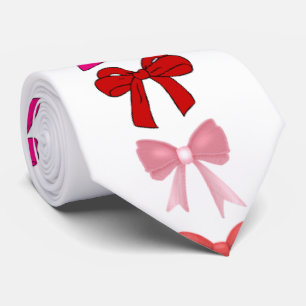 pink bow pattern tie