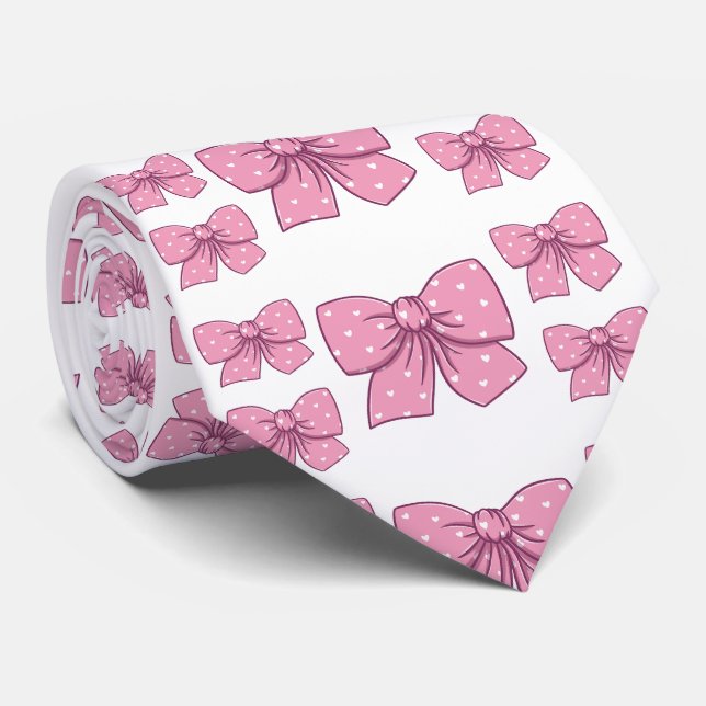 pink bow pattern tie (Rolled)