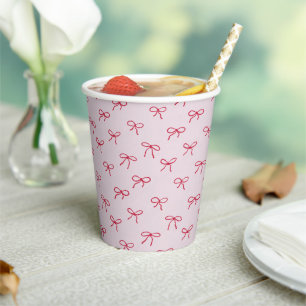 pink bow pattern Valentine's Day Paper Cups