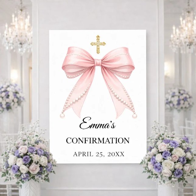 Pink bow pearls Confirmation welcome Poster (Creator Uploaded)