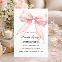 Pink bow pearls elegant Quinceanera luxury