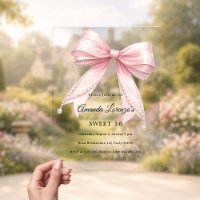 Pink bow pearls elegant Sweet 16 luxury clear