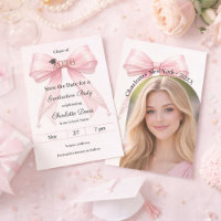 Pink bow pearls photo arch Graduation party