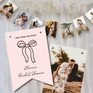 Pink Bow Personalized Bridal Shower Photo Banner