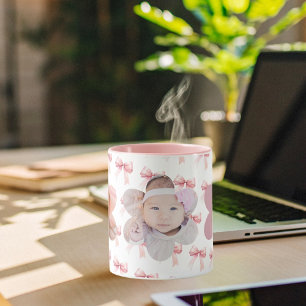 Pink bow photo children mug