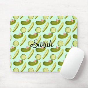 Pink Bow Pickles Mouse Pad