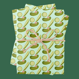 Pink Bow Pickles Wrapping Paper Sheet