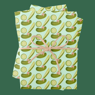 Pink Bow Pickles Wrapping Paper Sheet