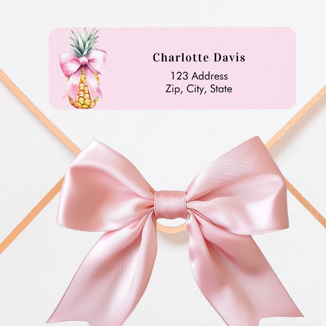 Pink bow pineapple return address  (Creator Uploaded)