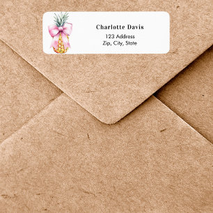 Pink bow pineapple return address