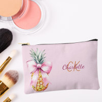 Pink bow pineapple tropical monogram